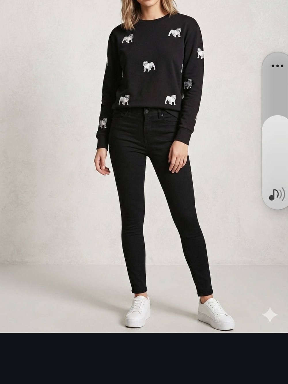 Forever 21 Black Crewneck Sweater with White Bulldog Embroidery - Picture 6 of 6